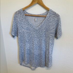 Z Supply Light Blue Animal-Pattern V-Neck Tee